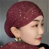 Bandanas durag التنفس شبكة الماس توربو قبعة مرنة المرأة الصيفية الدانتيل غطاء رأس المسلمين قبعة رأس المسلمين قبعة تساقط الشعر 240426