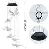 Dekorativa figurer Butterfly Solar Lights Wind Chime Colorful Light Waterproof Hanging Lamp Chimes for Yard Lawn