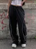 Pantaloni da donna oversize nere pantaloni a bassa ascesa a bassa asciutto di cargo di base lady y2k streetwear jogger larghi casual coreano moda coreana