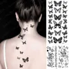 Tattoo Transfer Butterfly Waterproof Temporary Tattoo Stickers Moth Rose Flower Dark Flash Tatto Women Sexy Body Art Arm Neck Fake Tattoos Men 240426
