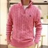 Mens Designer Polo Sweater Fleece Shirts Thick Half Zipper High Neck Warm Pullover Slim Knit Knitting Jumpers Fashion Brand Cotton Sweatshirt Asian Size