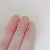 Stud 925 Silver Needles Silver Color Simple Small Heart Star Stud Earrings for Women Hypoallergenic Daily Wear Ear Girls Pierc Gifts d240426