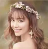 Sztuczny wieniec kwiatowy panna młoda Kobiety kwiat korony opaskę Wedding Kwiatowy opaska na głowę Garland Ribbon Girl Hair Accesorie 26 Q08129845995
