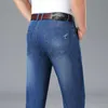 Heren jeans lente/zomer nieuwe heren jeans business van middelbare leeftijd casual elastische jeans slank fit rechte been heren broek plus size broek