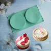 Moulds 2 Holes Round Silicone Mold Cake Pastry Baking Molds Jelly Pudding Soap Form Ice Cake Decoration Tool Disc Bread Biscuit Mould