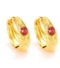 Red Zircon earring Luxury Lovely Kid Girls Security Safety CZ Princess Solid Gold GF crystal Fine earrings Jewelry gifts women2713282