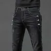 Jeans pour hommes de la mode rétro pour hommes en jeans Snowflake lavage coréen pantalon élastique pour hommes classiques