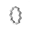 SANS CLUSTER SINGRAGE Zigzag avec Clear CZ Authentic 925 Sterling-Silver-Jewelry