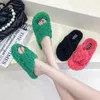Tofflor mode stor storlek Cross Woolly Female Curly Korean version av ett ord för att bära sandaler avslappnade platta kvinnors skor