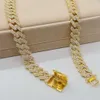 Хип -хоп сияющие украшения захлопывали 15 мм VVS D Color Moissanite Diamond 10k Gold Cuban Link Chain