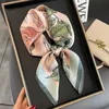 Floral Neckerchief 100% Pure Silk Scarf for Women Square Shawl Hair Ribbon Headband Luxury Brand Neck Tie Wrist Wrap Bandana 240412