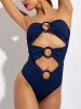 Set 2024 Solidny kolor wycięcia Bandeau One Piece Swimsuit i Kimono Women Black Fashion Bikini Luksusowe kąpiel kąpielowa stroje kąpielowe