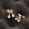 Stud Earrings Martick Elegant Shining Cubic 316L Stainless Steel Cherry For Woman Party E12