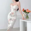 Urban Seksowne sukienki Eleganckie kwiaty drukowane sukienki dla kobiet moda na ramię bez pleca