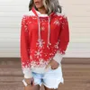 Kobiety swetry Lady Light pullover dla kobiet świąteczny płatek śniegu nadrukowane długie rękaw podwójny sznurk