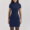 Casual Dresses Women's Summer Short Sleeve Mock Turtle Neck Bodycon Mini Tank Party Dress Prom for Girls
