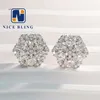 Large size lab diamond ear stud sterling silver flower earrings vvs moissanite jewelry unisex stud earrings for women and men