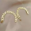 Doremi 70mm Anpassade namnörhängen Half Circle Studs Personlig initail Stainless Name Hoops Letter Bamboo Hoop Anpassad gåva 240418