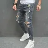 Jeans masculin nouvel homme ouvert avant crayon serré jeans de rue Vêtements Hip-hop élastiques ultra-minces trafants en denim244