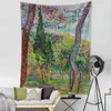 Tapisserier Forest Landscape Architecture Tapestry Wall Hanging Bohemian Van Gogh Oil Målning Abstrakt Witchcraft Eesthetics Room Decor