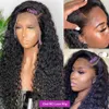 Synthetic Wigs Curled human hair wig 13x4 360 Hd deep wave lace front Brazilian for black female 13x6 water Q240427