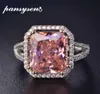 PANSYSEN 100 Solid 925 Silver Rings For Women 10x12mm Pink Spinel Diamond Fine Jewelry Bridal Wedding Engagement Ring8520228