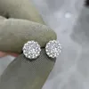 Stud Earrings S925 Sterling Silver Real 1 Carat Diamond Garnet Earring For Women Mujer Oreja 925 Jewelry Wedding Round
