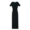 Party Dresses LUNDUNSHIJIA 2024 Women Fashion U-neck Half Sleeve Dress Ladies Sexy Bodycon Summer Split Long