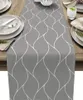 Bordduk beige linne löpare modern abstrakt våg rand byrå halsduk dekor tvättbar bondgård semester matsal