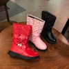 Сапоги Mudipanda Girls Winter Bota Pink Red Black Fashion Shoes Flate Warm For Kids Kids Snow Boot