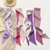 4pcsset Floral Silk Buff Band Band Band Bow Long Bow Vintage Satin Teckief Accesorios 240425