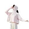 UV抵抗性アイスシルクライトウェイトファブリック快適でクールな通気性のあるフード付き長袖夏の女性の日焼け防止スーツ