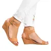 Casual Shoes Large Size Women's Sandals Solid Color European Fish Mouth Open Toe Buckle Heightening Wedge For Outer Wear 43