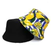 Berets 2024 Panama Männer Frauen Eimer Hut Casual Obst Zitronendruck Bob Hats Streetwear Hip Hop Caps Sommerfischer