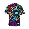 Chemises décontractées pour hommes chemises d'été plage floral choux hawaïen coloré fleur vintage hommes courte manche y2k top drôle