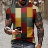 T-shirts masculins T-shirt à carreaux 3D T-shirt Summer Casual Mens Fashion Fashion Loose Murffon Top J240426