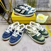 Designer flat sneaker trainer casual shoes denim canvas leather Blue green letter fashion platform mens womens low trainers sneakers 35-45