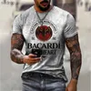 T-shirts masculins T-shirts à la mode 3D Bacardi T-shirt imprimé rétro T-shirt à manches courtes décontractées T-shirt T-shirt T-shirt topxw