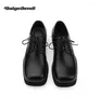 Chaussures décontractées Super Recommande Big Square Toe Concise Derby Modern Man Lace Up Up All-Match Oxfords