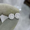 Stud Earrings S925 Sterling Silver Real 1 Carat Diamond Garnet Earring For Women Mujer Oreja 925 Jewelry Wedding Round