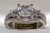 Vintage 10K White Gold 3CT Lab Diamond Ring Set 925 Sterling Silver Bijou Engagement Wedding Band Rings for Women Men Jewelry275E9837714