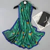 Bandanas Durag Green Peacock Feather Japtled Summer Beach Pareo Silk Silk Womens Luxury Beachury Long Long Hair Enda Bufandas Mujer 240426