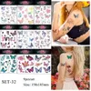 Transferencia de tatuajes 3RPC 9pcs/Lot Mariposa Tatuaje temporal Tatuaje falso para mujeres Flor Pegatizas Sexy Tatuaje Cuerpo Arte Niño Tatuaje impermeable 240427