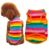 Hundkläder Stylish Dog Puppy Dress Waistcoat Rainbow Stripe Pet Summer Clothes Vest Shirts Storlek M D240426