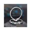 Bant Rings 100 Gerçek S925 Sterling Sier Emerald Elmas Yüzük Kadın Taş Topaz Turkuaz Anillos de Mücevher Bizi Bırakma Teslimat DHG1M
