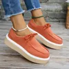 Casual Shoes Vintage Women's Platform Sole Lace-up Green All-match Sneakers Trend Shallow Solid Large Size Flat Heel Zapatos