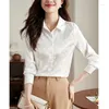 Blouses feminina de alta qualidade cetim estilo chinês camisa chica