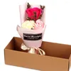 Dekorativa blommor Box Wedding Gift 3 Soap Rose Flower Bouquet Wife Present Artificial Mother's Day Birthday Party Decor