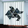 リビングルームのカーテンカーテン2ピースアート幾何学的な三角形3Dシェーディングウィンドウベッドルームの装飾フック