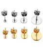 20100pcslot Gold Stainless Steel Blank Post Earring Studs Base Pins With Earrings Plug Findings Ear Back For DIY Jewelry Making6228682